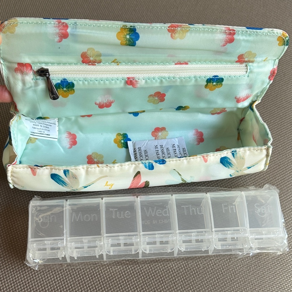 NWOT- Lug Butterfly and Floral Pills Travel Case